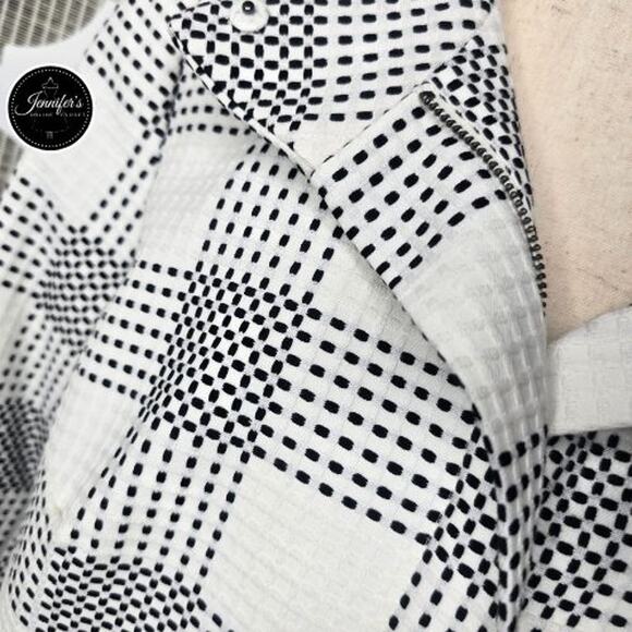 Talbots Black and White Checked Zip Front Lined Jacket Size 14 - Picture 5 of 11